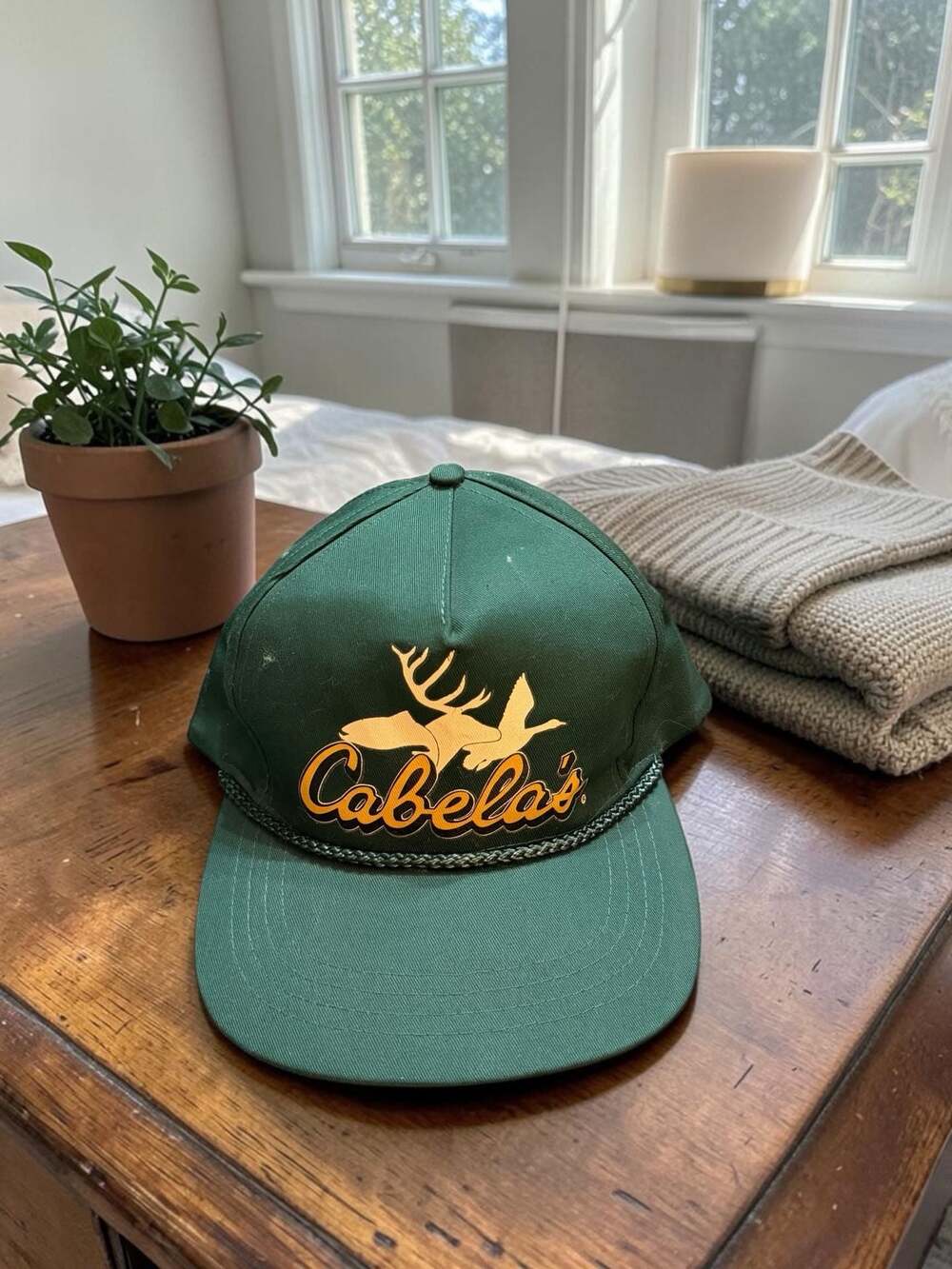 Vintage Cabelas Snap Back Hat/ Cap Green One Size Fits All